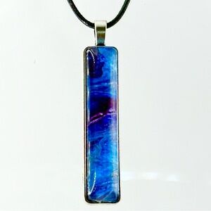 Sleek Blue Rectangular Pendant Necklace